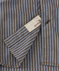 Italian Principe Stripe Long Sleeve Sport Shirt in Blue/Brown by Borgo28
