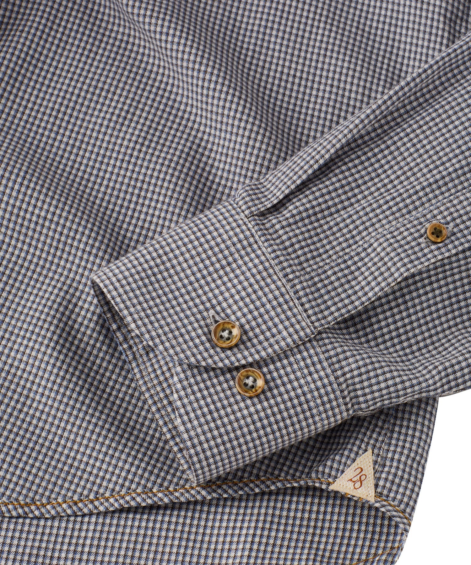 Italian Micro-Check Houndstooth Long Sleeve Sport Shirt in Grey by Borgo28