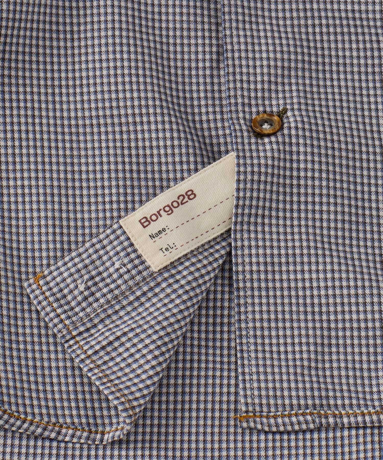 Italian Micro-Check Houndstooth Long Sleeve Sport Shirt in Grey by Borgo28