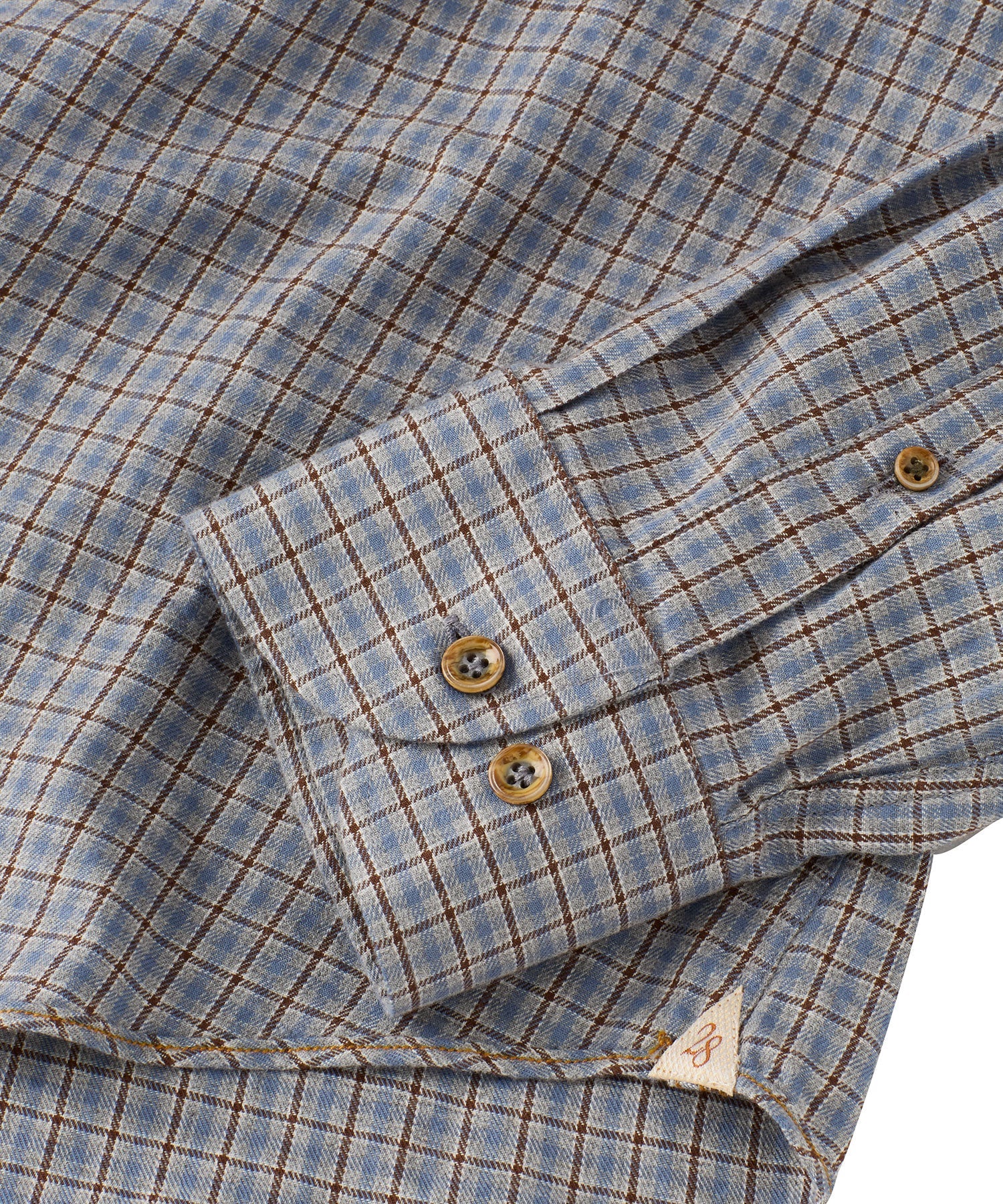 Italian Twill Plaid Long Sleeve Sport Shirt in Blue Mix by Borgo28