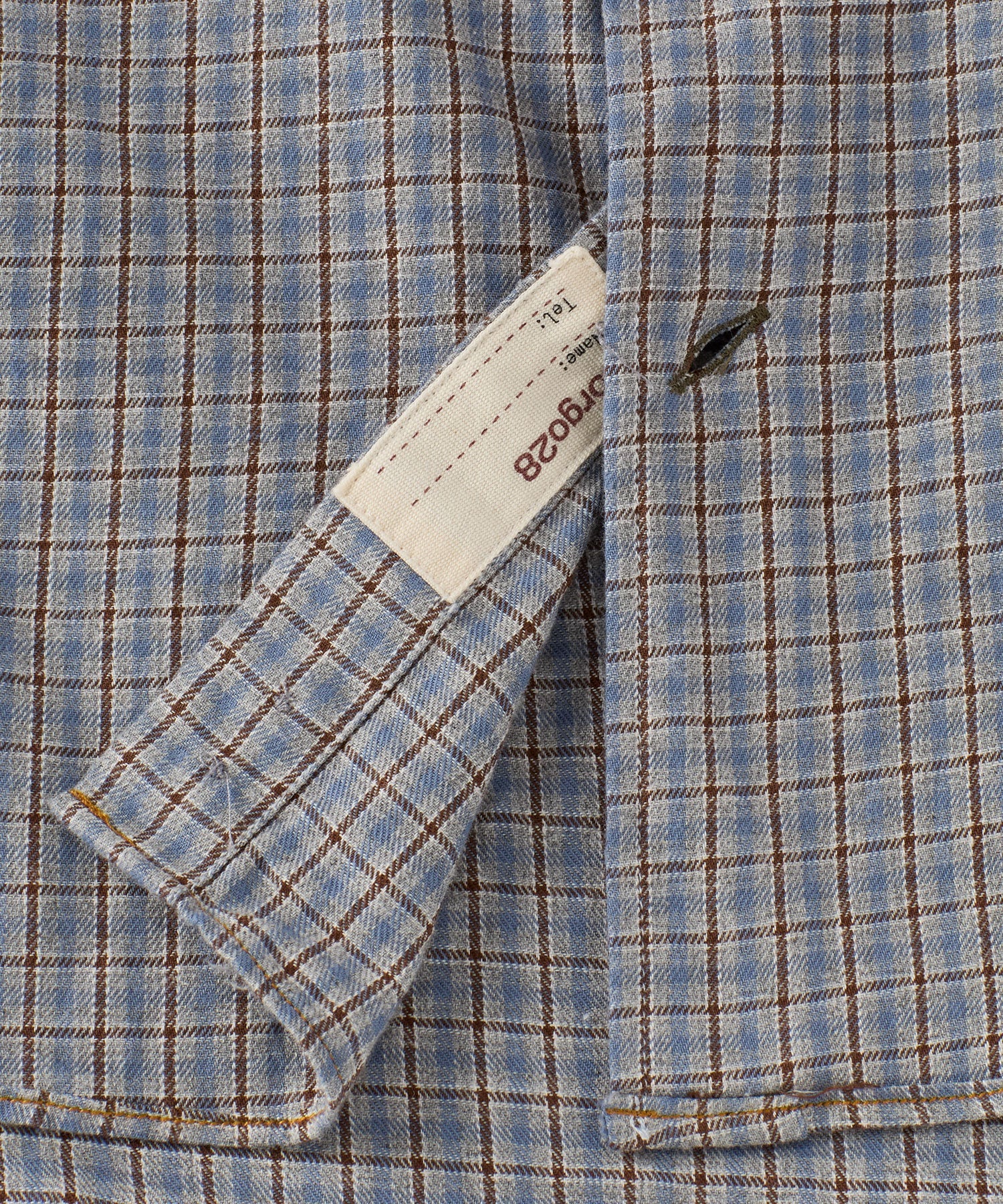 Italian Twill Plaid Long Sleeve Sport Shirt in Blue Mix by Borgo28