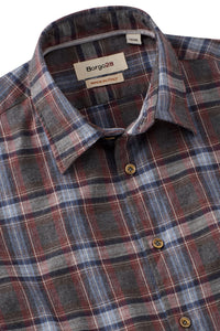 Italian Mélange Plaid Long Sleeve Sport Shirt in Brown Mix by Borgo28