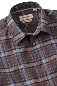 Italian Mélange Plaid Long Sleeve Sport Shirt in Brown Mix by Borgo28