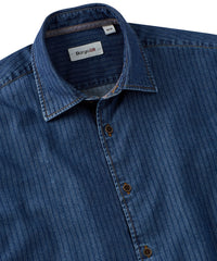 Italian Denim Herringbone Long Sleeve Sport Shirt in Choice of Colors by Borgo28