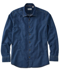 Italian Denim Herringbone Long Sleeve Sport Shirt in Choice of Colors by Borgo28