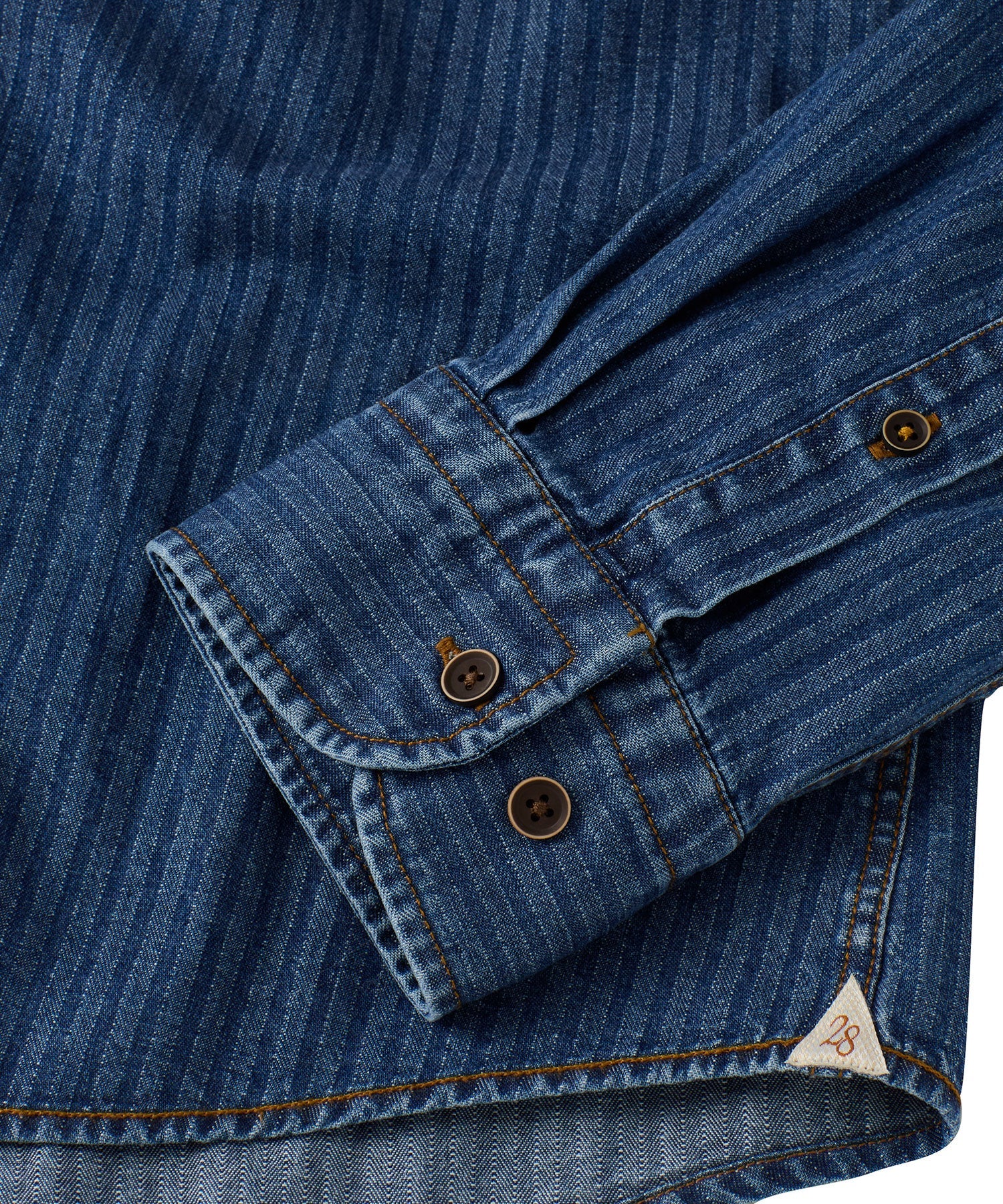 Italian Denim Herringbone Long Sleeve Sport Shirt in Choice of Colors by Borgo28