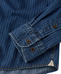 Italian Denim Herringbone Long Sleeve Sport Shirt in Choice of Colors by Borgo28