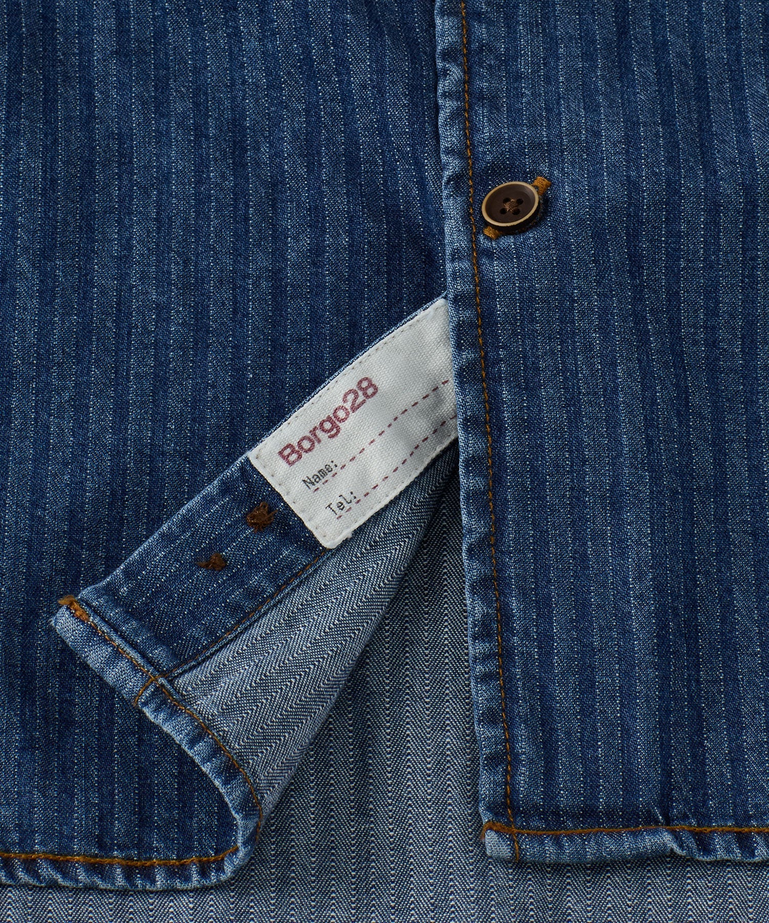 Italian Denim Herringbone Long Sleeve Sport Shirt in Choice of Colors by Borgo28