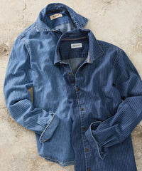 Italian Denim Herringbone Long Sleeve Sport Shirt in Choice of Colors by Borgo28