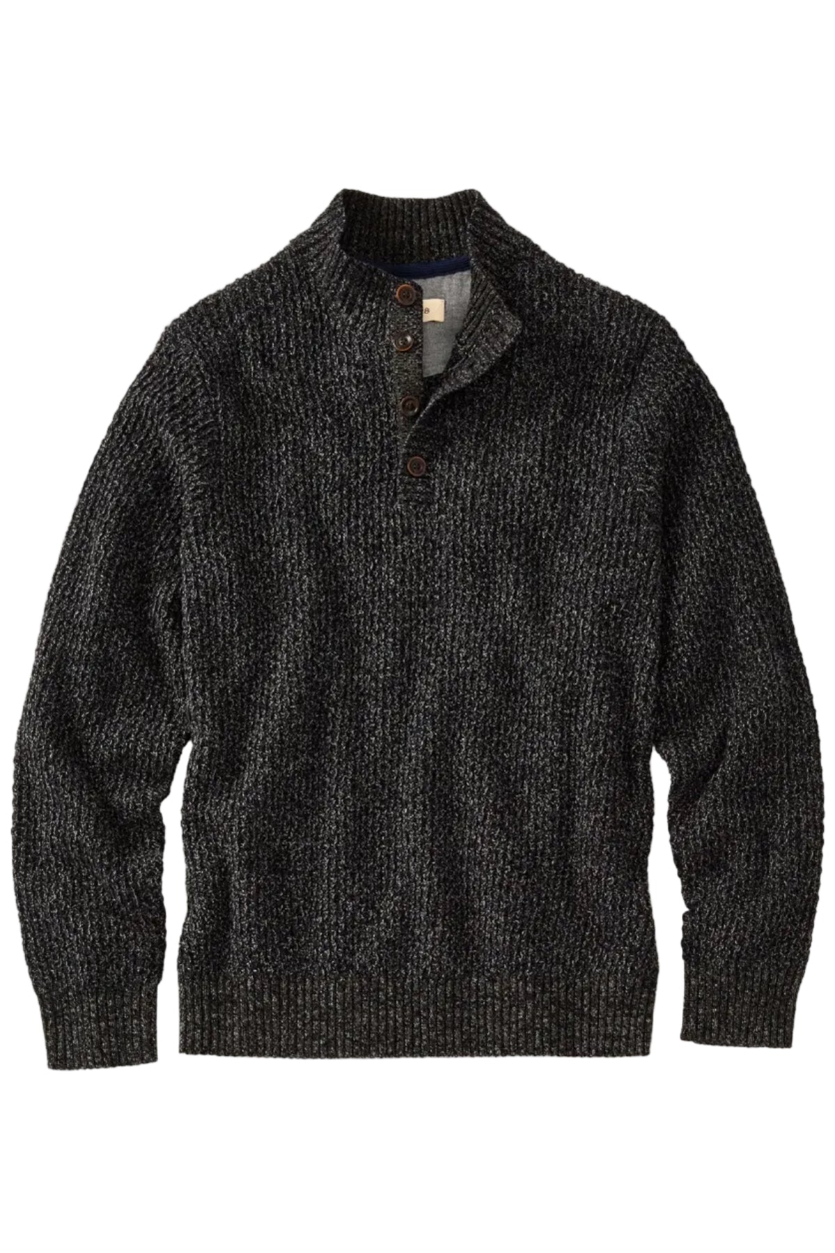 Chenille Button Mock Neck Cotton Sweater in Charcoal by Borgo28