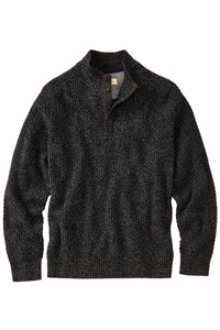 Chenille Button Mock Neck Cotton Sweater in Charcoal by Borgo28