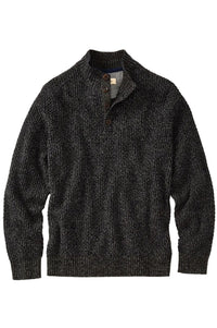 Chenille Button Mock Neck Cotton Sweater in Charcoal by Borgo28