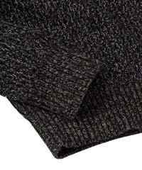 Chenille Button Mock Neck Cotton Sweater in Charcoal by Borgo28