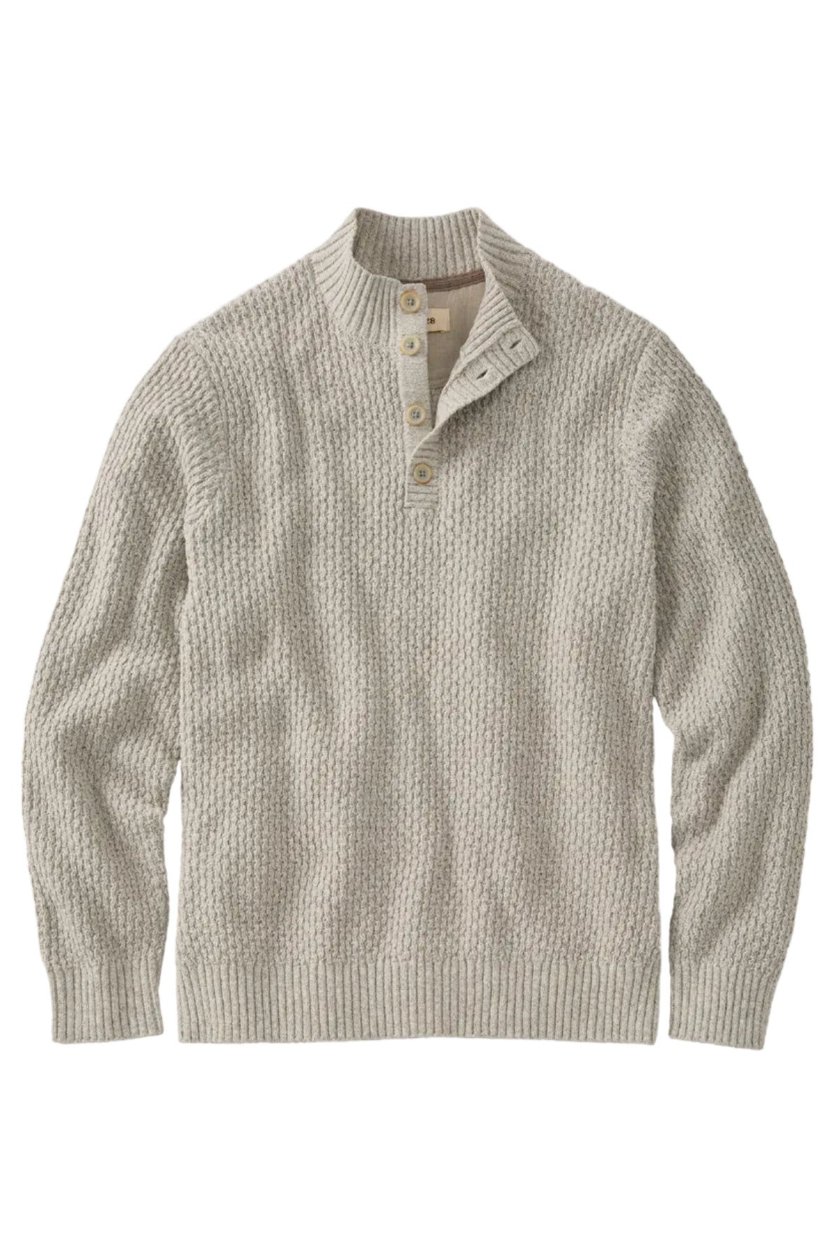 Chenille Button Mock Neck Cotton Sweater in Natural by Borgo28