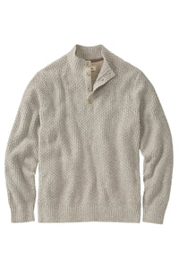 Chenille Button Mock Neck Cotton Sweater in Natural by Borgo28