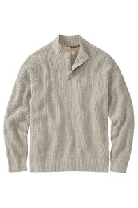Chenille Button Mock Neck Cotton Sweater in Natural by Borgo28
