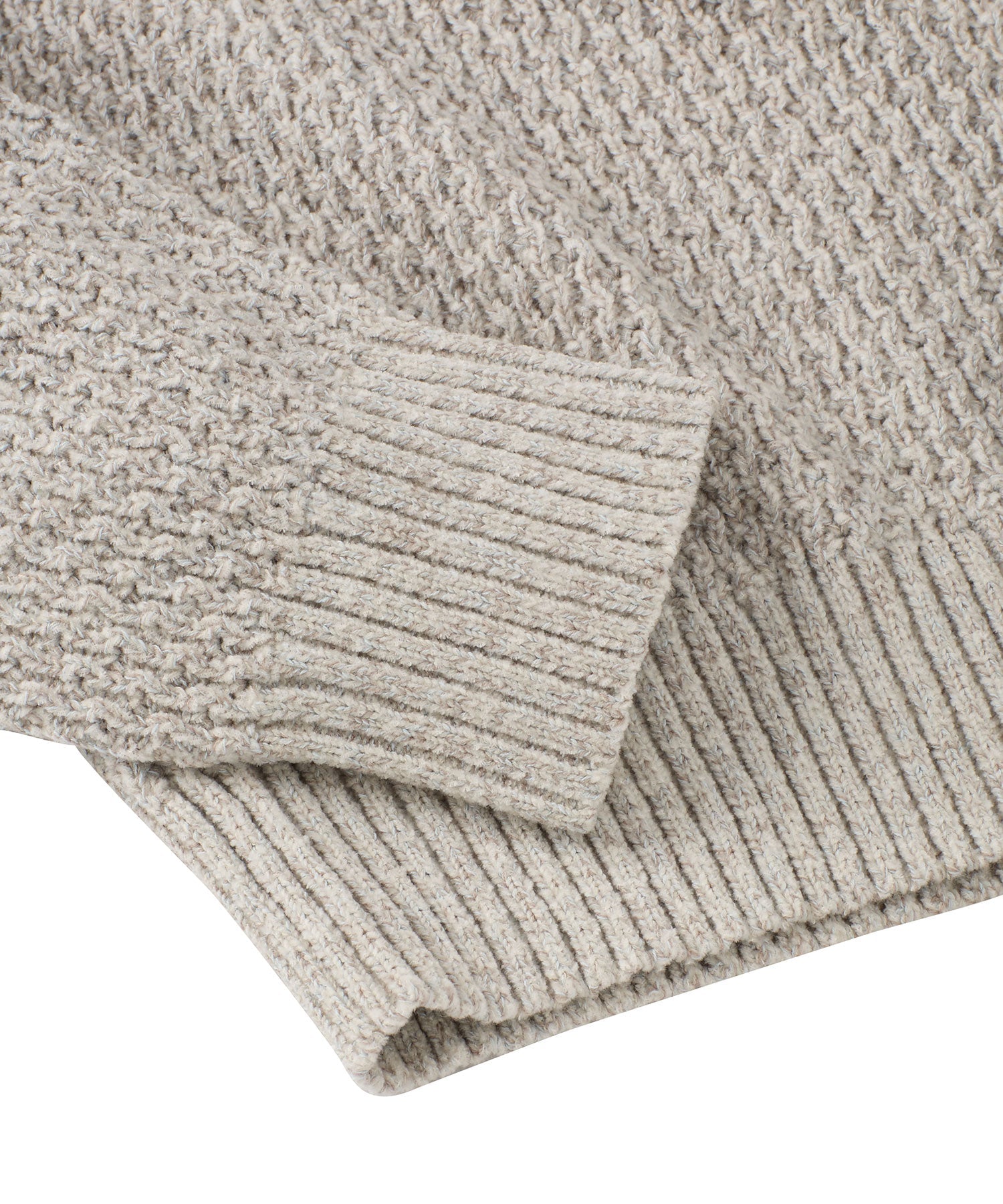 Chenille Button Mock Neck Cotton Sweater in Natural by Borgo28