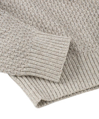 Chenille Button Mock Neck Cotton Sweater in Natural by Borgo28