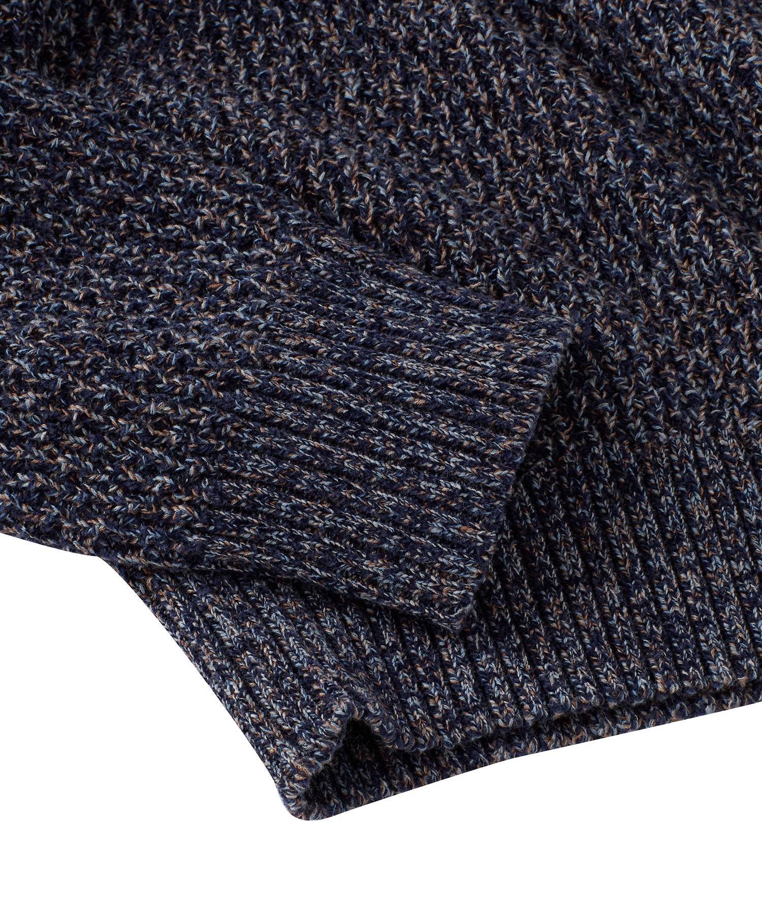 Chenille Button Mock Neck Cotton Sweater in Navy by Borgo28