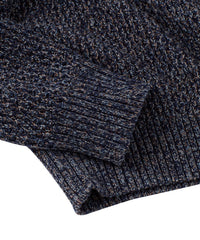 Chenille Button Mock Neck Cotton Sweater in Navy by Borgo28