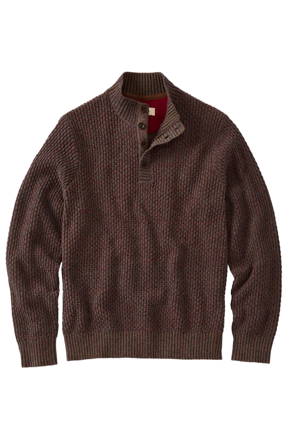 Chenille Button Mock Neck Cotton Sweater in Muted Rust Mix by Borgo28