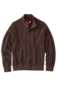 Chenille Button Mock Neck Cotton Sweater in Muted Rust Mix by Borgo28