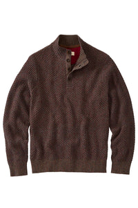Chenille Button Mock Neck Cotton Sweater in Muted Rust Mix by Borgo28