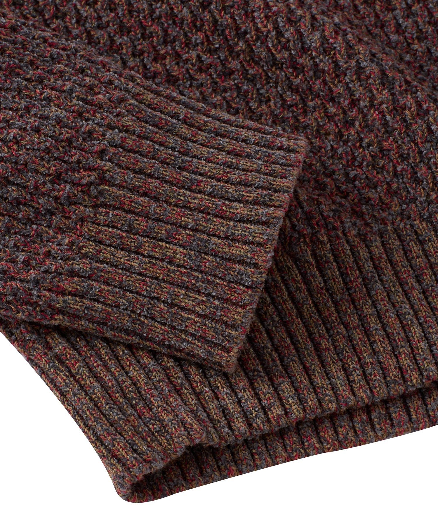 Chenille Button Mock Neck Cotton Sweater in Muted Rust Mix by Borgo28