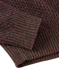 Chenille Button Mock Neck Cotton Sweater in Muted Rust Mix by Borgo28