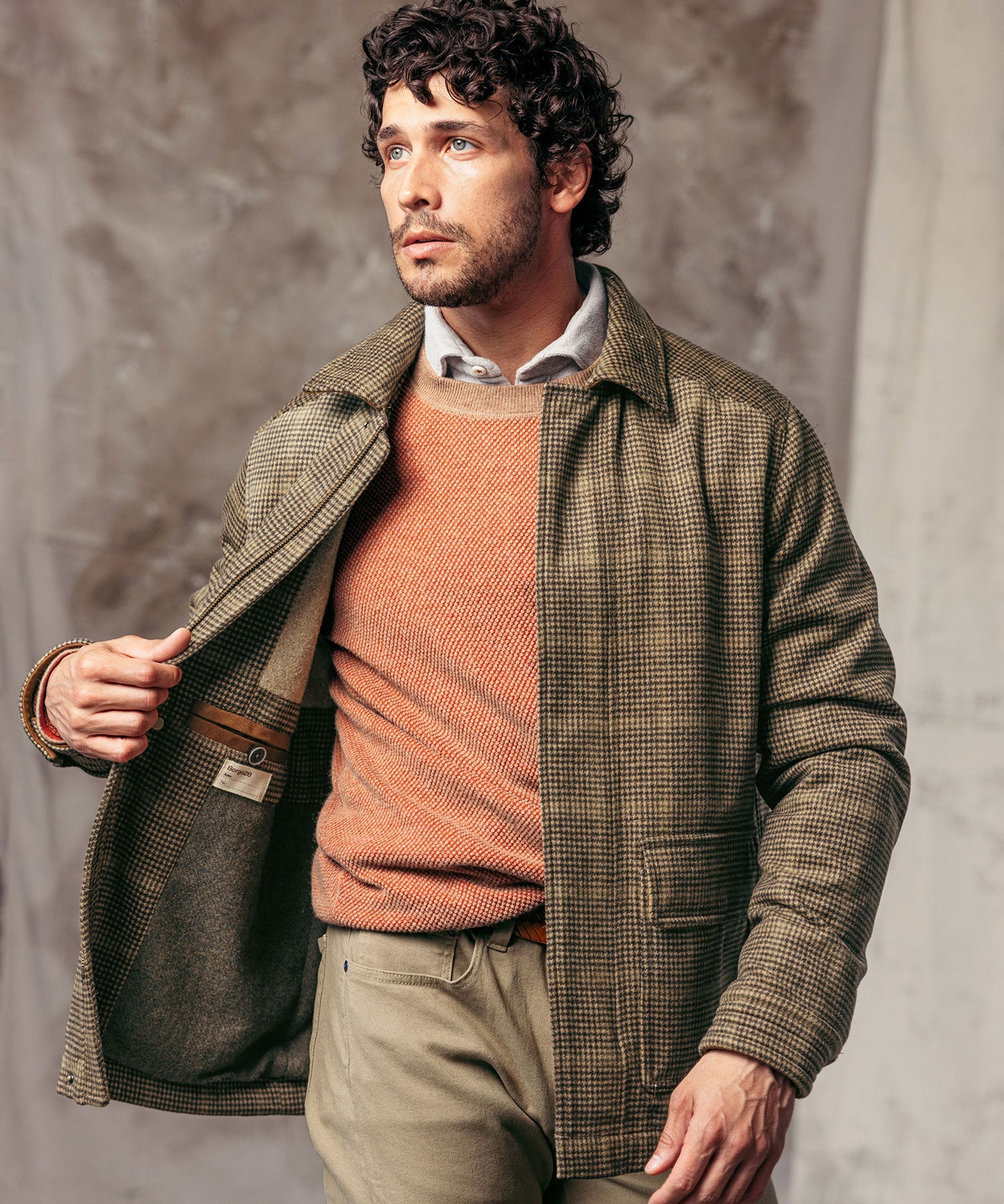 Wool-Blend Utility Jacket in Brown Glencheck by Borgo28