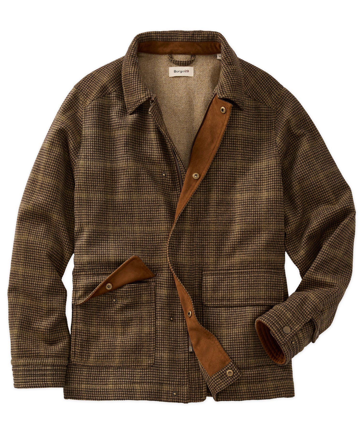 Wool-Blend Utility Jacket in Brown Glencheck by Borgo28