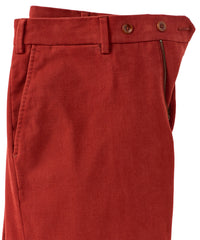 Italian Brushed Twill Luxury Flat Front Cotton Stretch Trouser in Auburn (Houston Modern Fit) by 6 East by Ballin