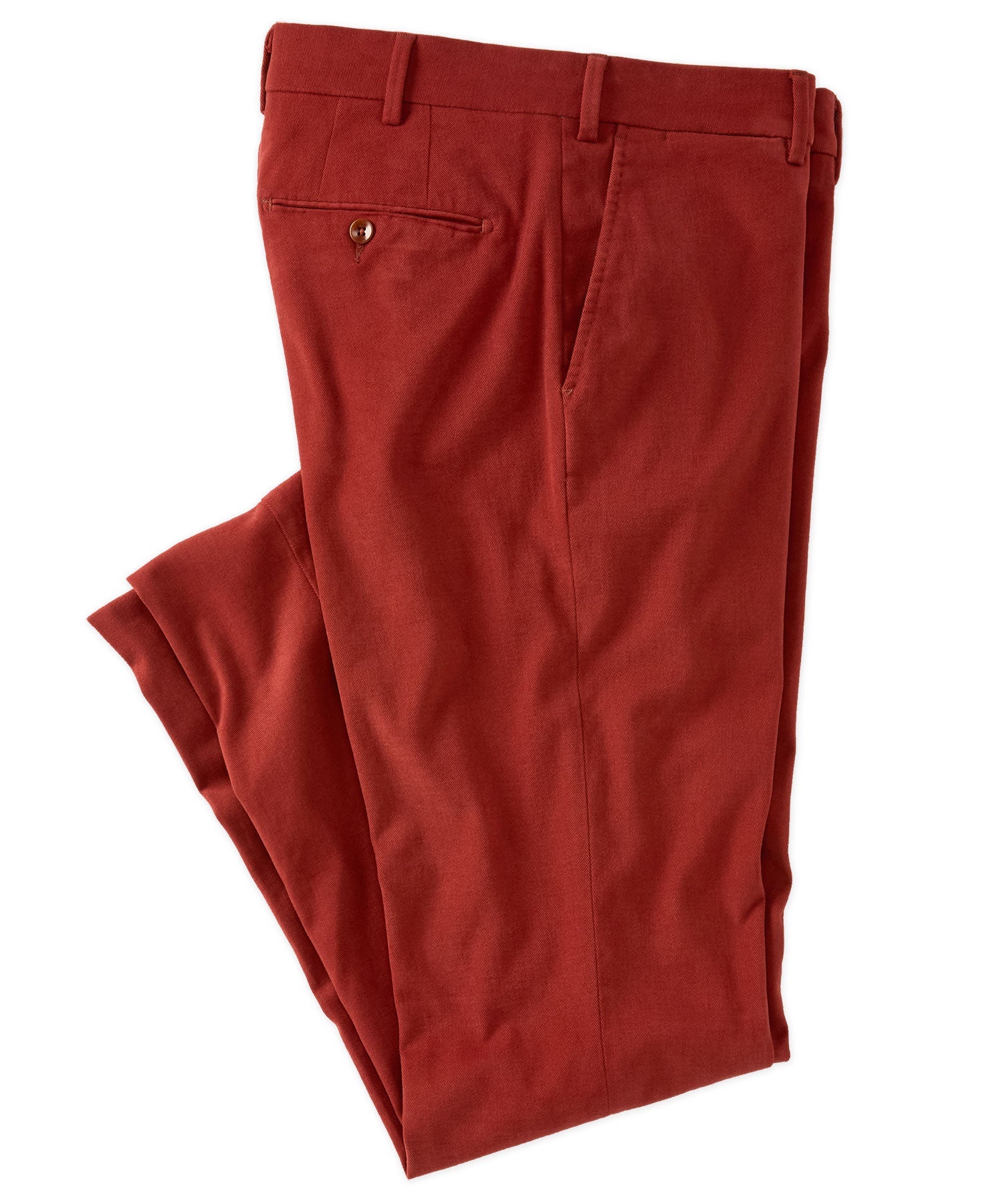 Italian Brushed Twill Luxury Flat Front Cotton Stretch Trouser in Auburn (Houston Modern Fit) by 6 East by Ballin