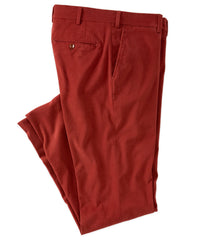 Italian Brushed Twill Luxury Flat Front Cotton Stretch Trouser in Auburn (Houston Modern Fit) by 6 East by Ballin