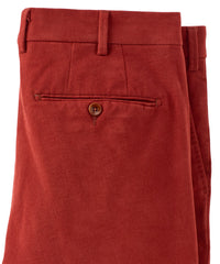 Italian Brushed Twill Luxury Flat Front Cotton Stretch Trouser in Auburn (Houston Modern Fit) by 6 East by Ballin