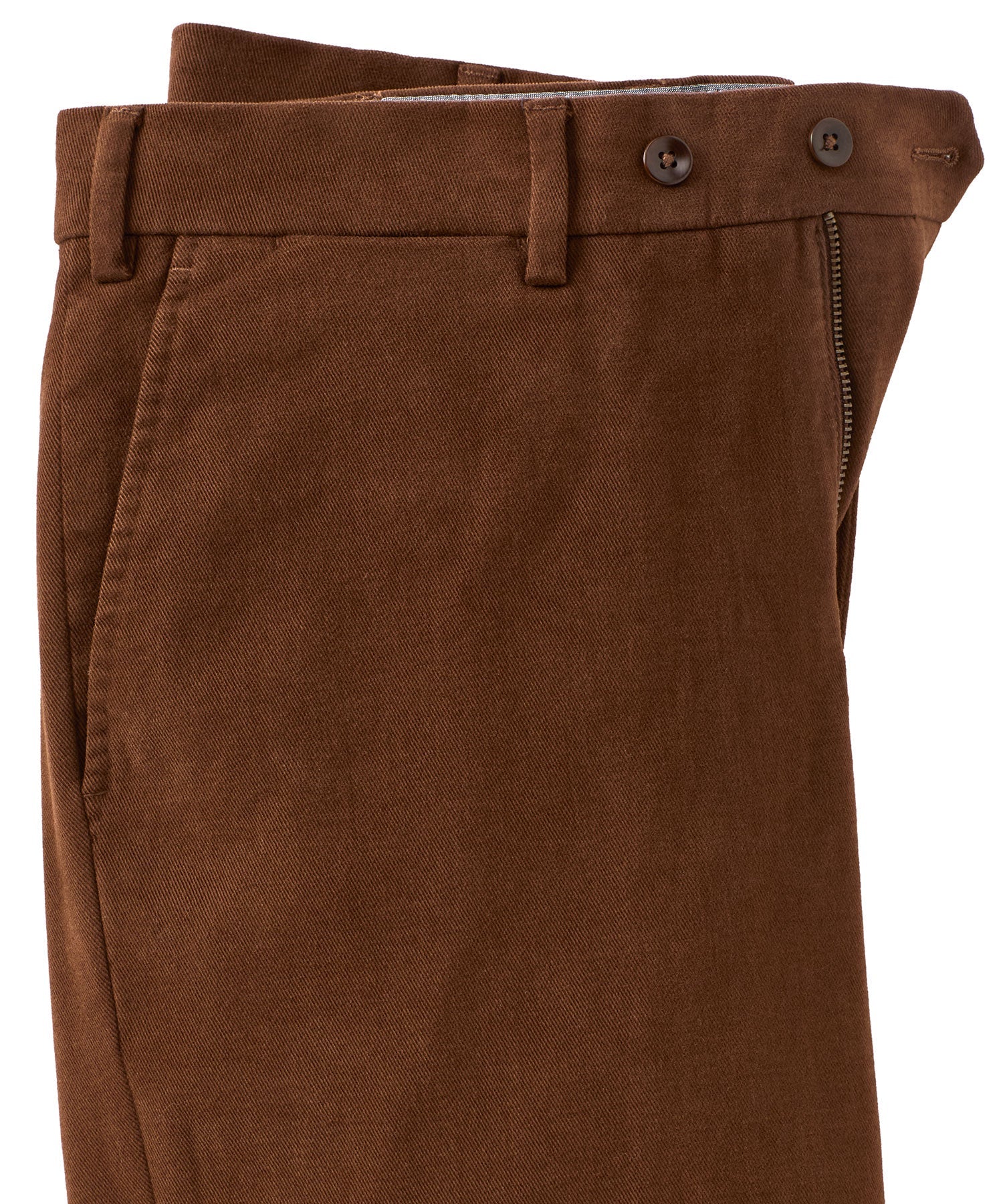 Italian Brushed Twill Luxury Flat Front Cotton Stretch Trouser in Chocolate (Choice of Fits) by 6 East by Ballin