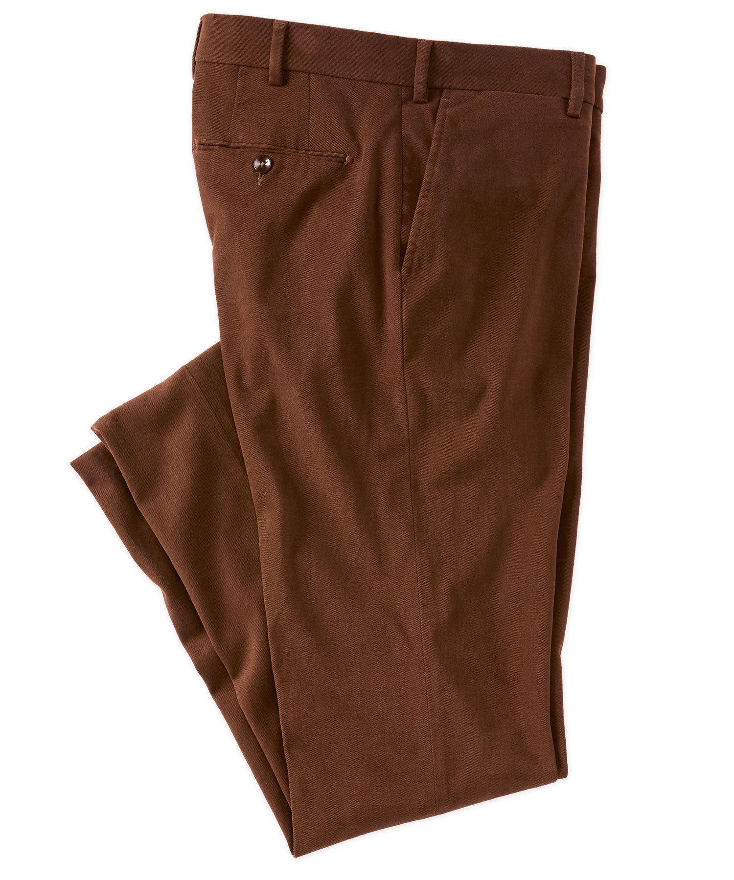 Italian Brushed Twill Luxury Flat Front Cotton Stretch Trouser in Chocolate (Choice of Fits) by 6 East by Ballin