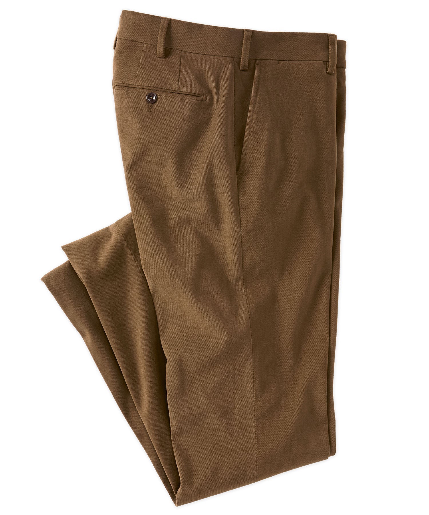 Italian Brushed Twill Luxury Flat Front Cotton Stretch Trouser in Dark Olive (Choice of Fits) by 6 East by Ballin