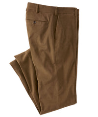 Italian Brushed Twill Luxury Flat Front Cotton Stretch Trouser in Dark Olive (Choice of Fits) by 6 East by Ballin