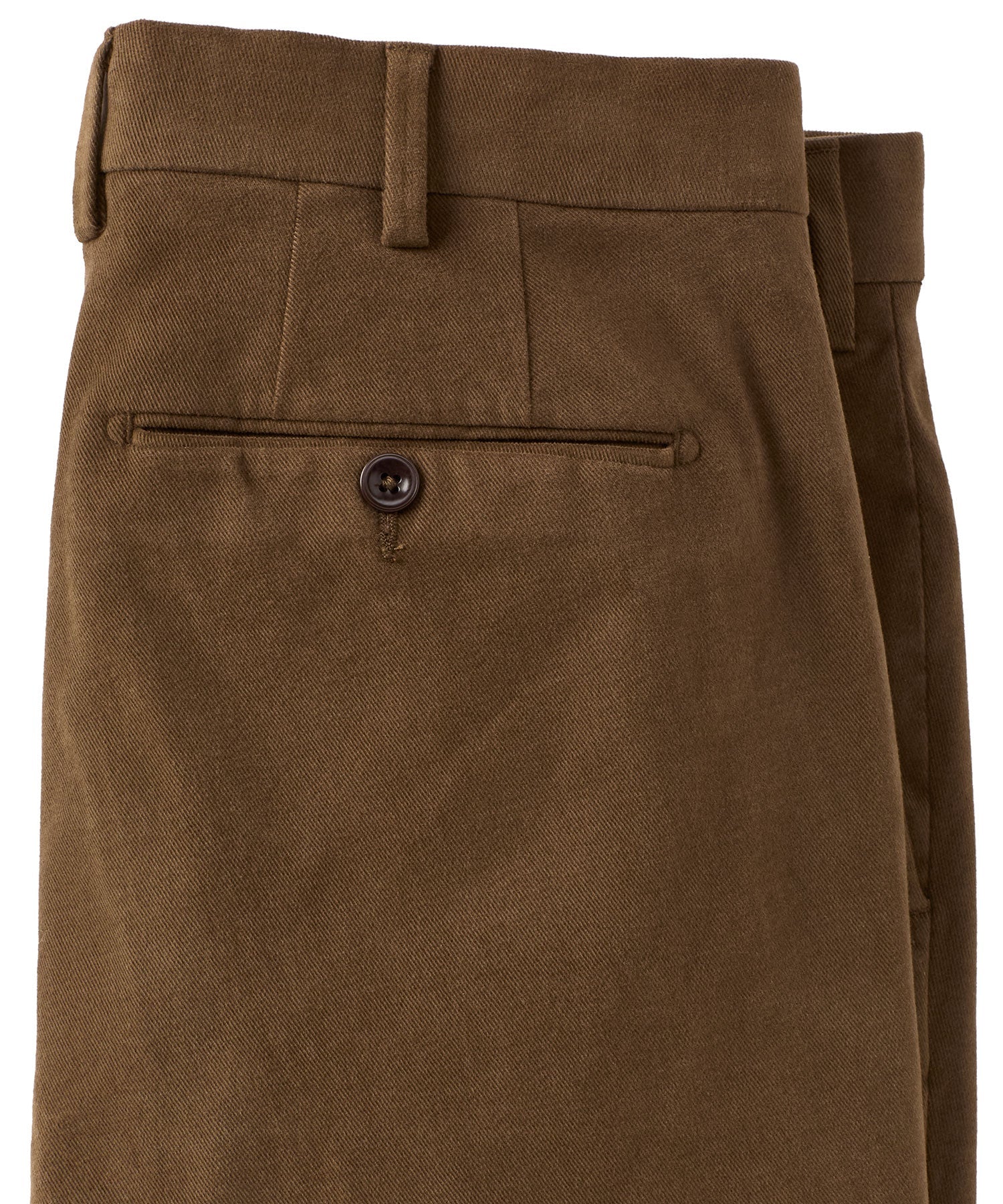 Italian Brushed Twill Luxury Flat Front Cotton Stretch Trouser in Dark Olive (Choice of Fits) by 6 East by Ballin