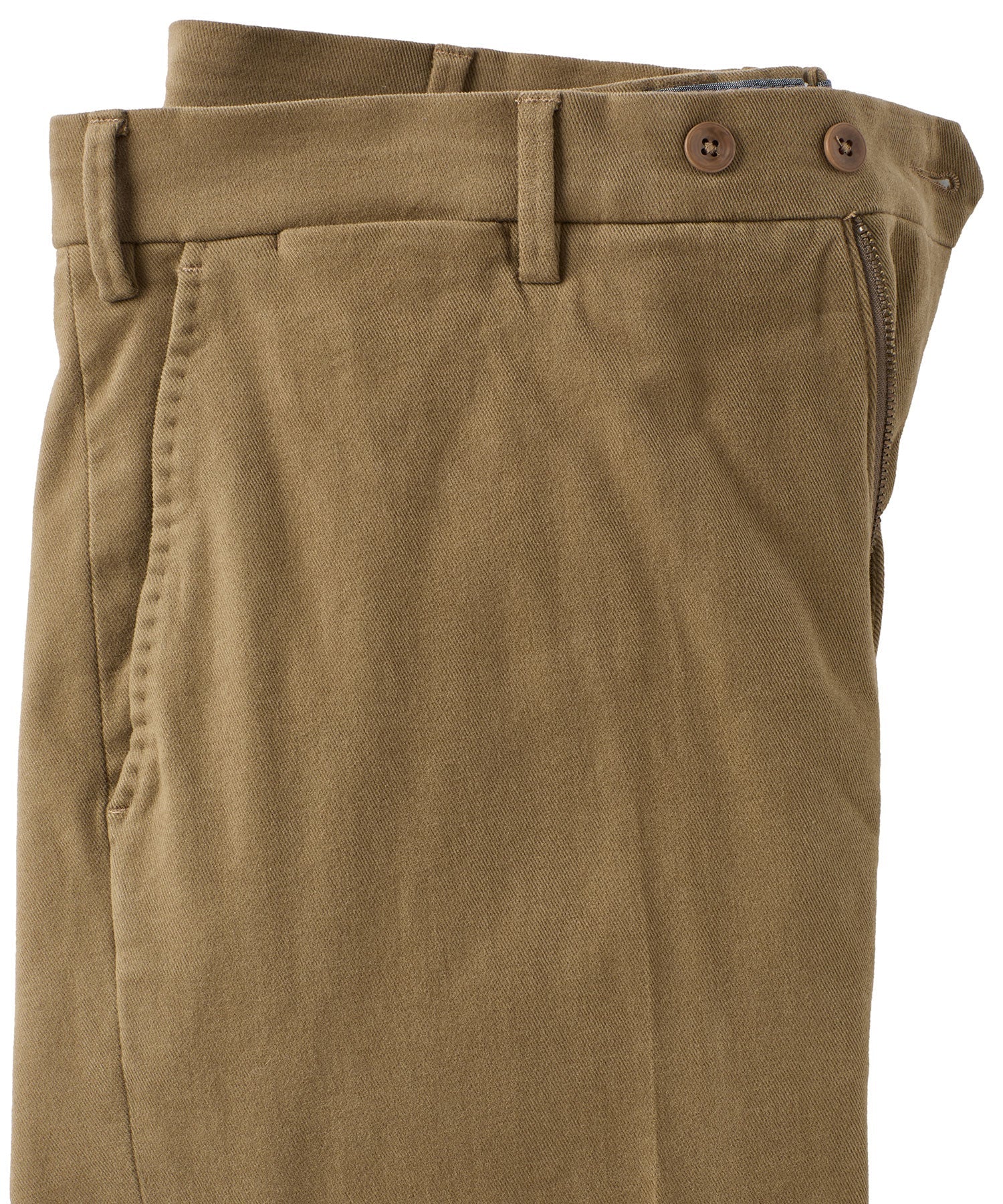 Italian Brushed Twill Luxury Flat Front Cotton Stretch Trouser in Dark Taupe (Choice of Fits) by 6 East by Ballin