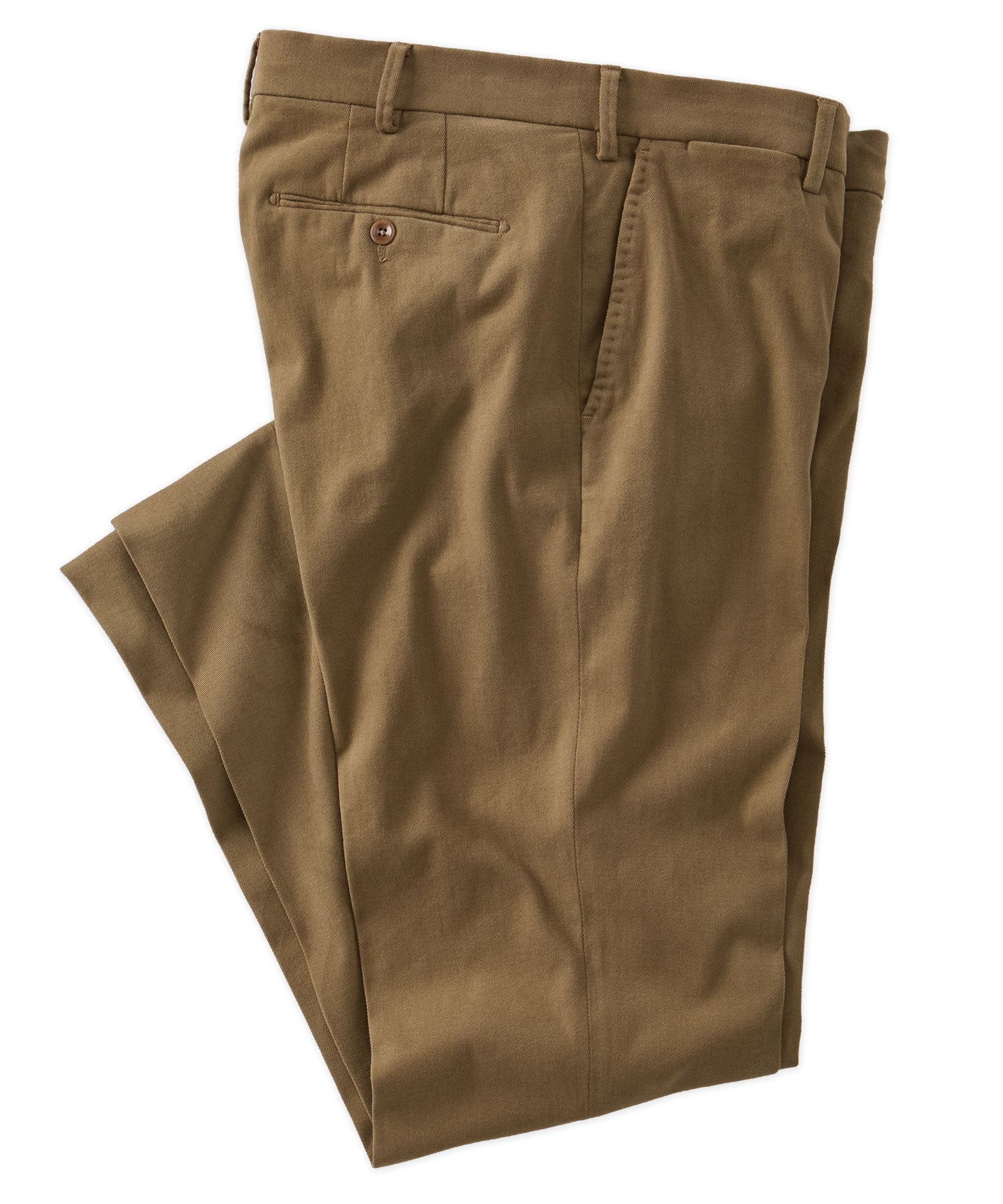 Italian Brushed Twill Luxury Flat Front Cotton Stretch Trouser in Dark Taupe (Choice of Fits) by 6 East by Ballin