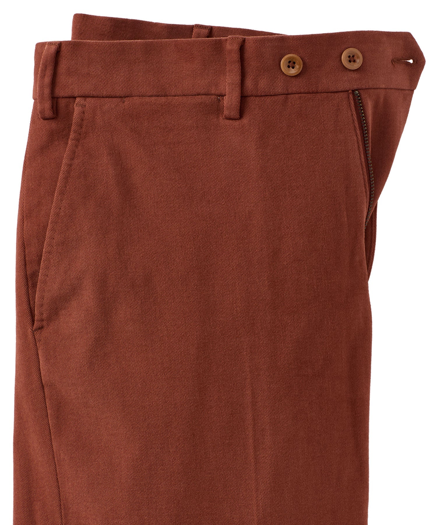 Italian Brushed Twill Luxury Flat Front Cotton Stretch Trouser in Mahogany (Choice of Fits) by 6 East by Ballin