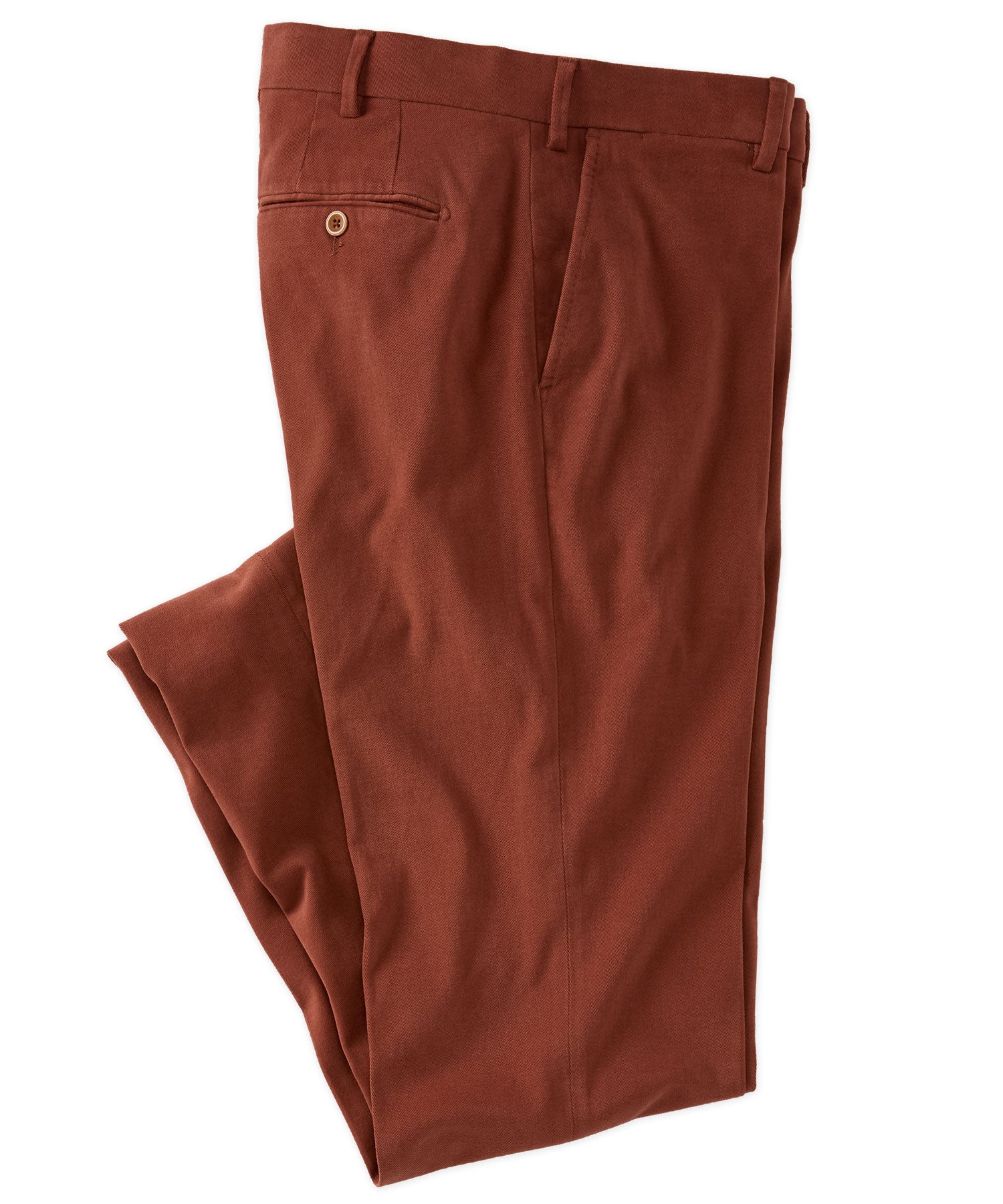 Italian Brushed Twill Luxury Flat Front Cotton Stretch Trouser in Mahogany (Choice of Fits) by 6 East by Ballin