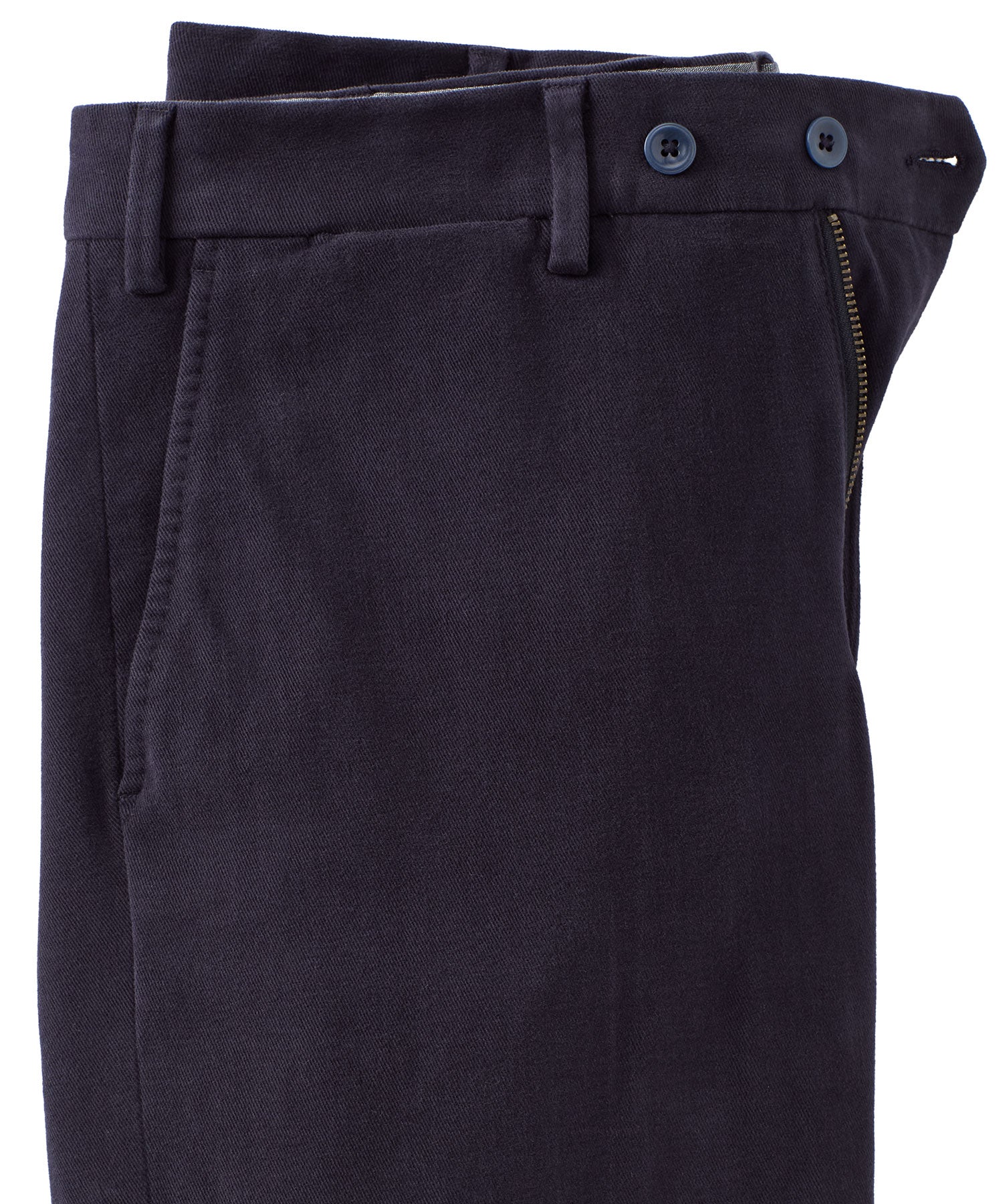 Italian Brushed Twill Luxury Flat Front Cotton Stretch Trouser in Navy (Choice of Fits) by 6 East by Ballin