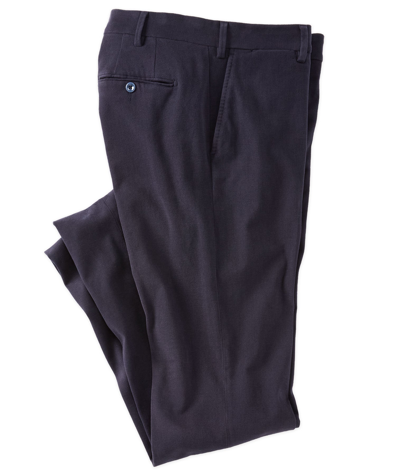 Italian Brushed Twill Luxury Flat Front Cotton Stretch Trouser in Navy (Choice of Fits) by 6 East by Ballin
