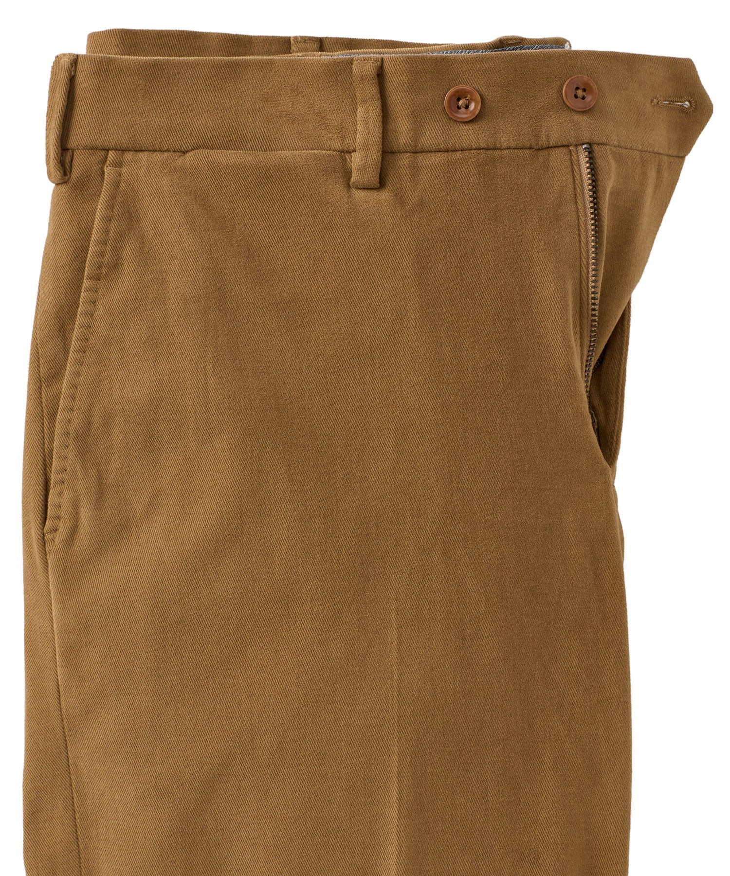 Italian Brushed Twill Luxury Flat Front Cotton Stretch Trouser in Saddle (Choice of Fits) by 6 East by Ballin