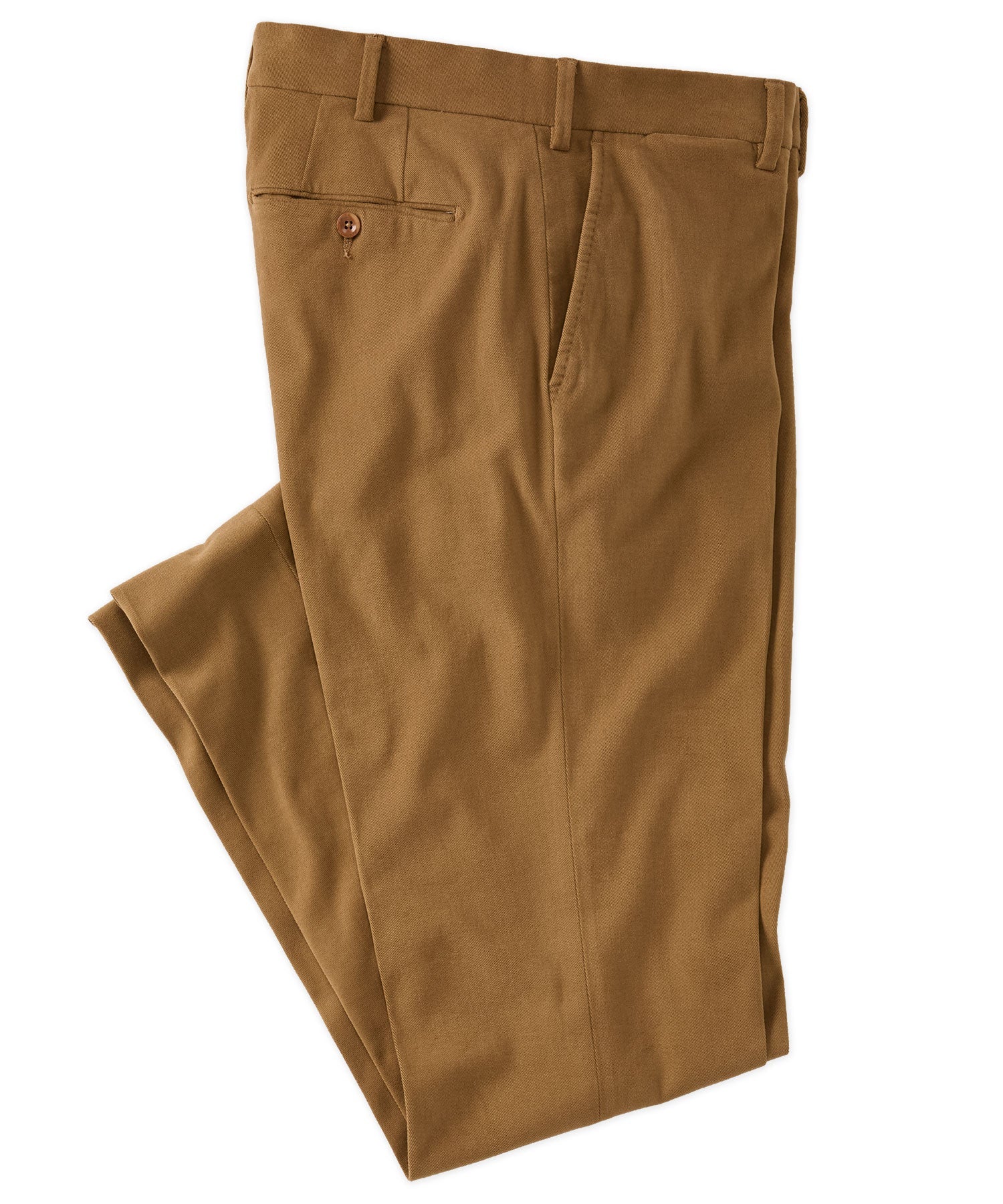 Italian Brushed Twill Luxury Flat Front Cotton Stretch Trouser in Saddle (Choice of Fits) by 6 East by Ballin