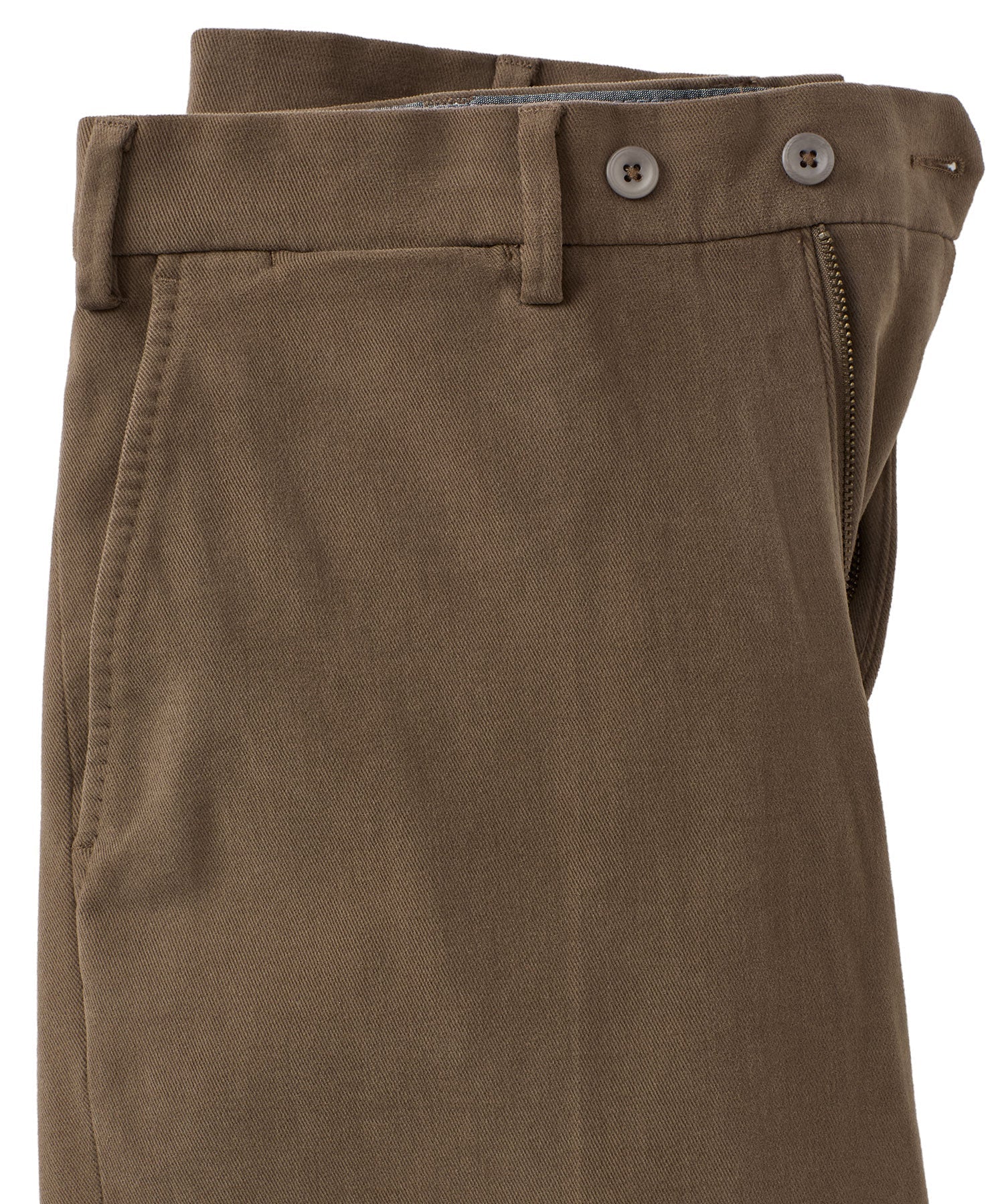 Italian Brushed Twill Luxury Flat Front Cotton Stretch Trouser in Warm Pewter (Choice of Fits) by 6 East by Ballin