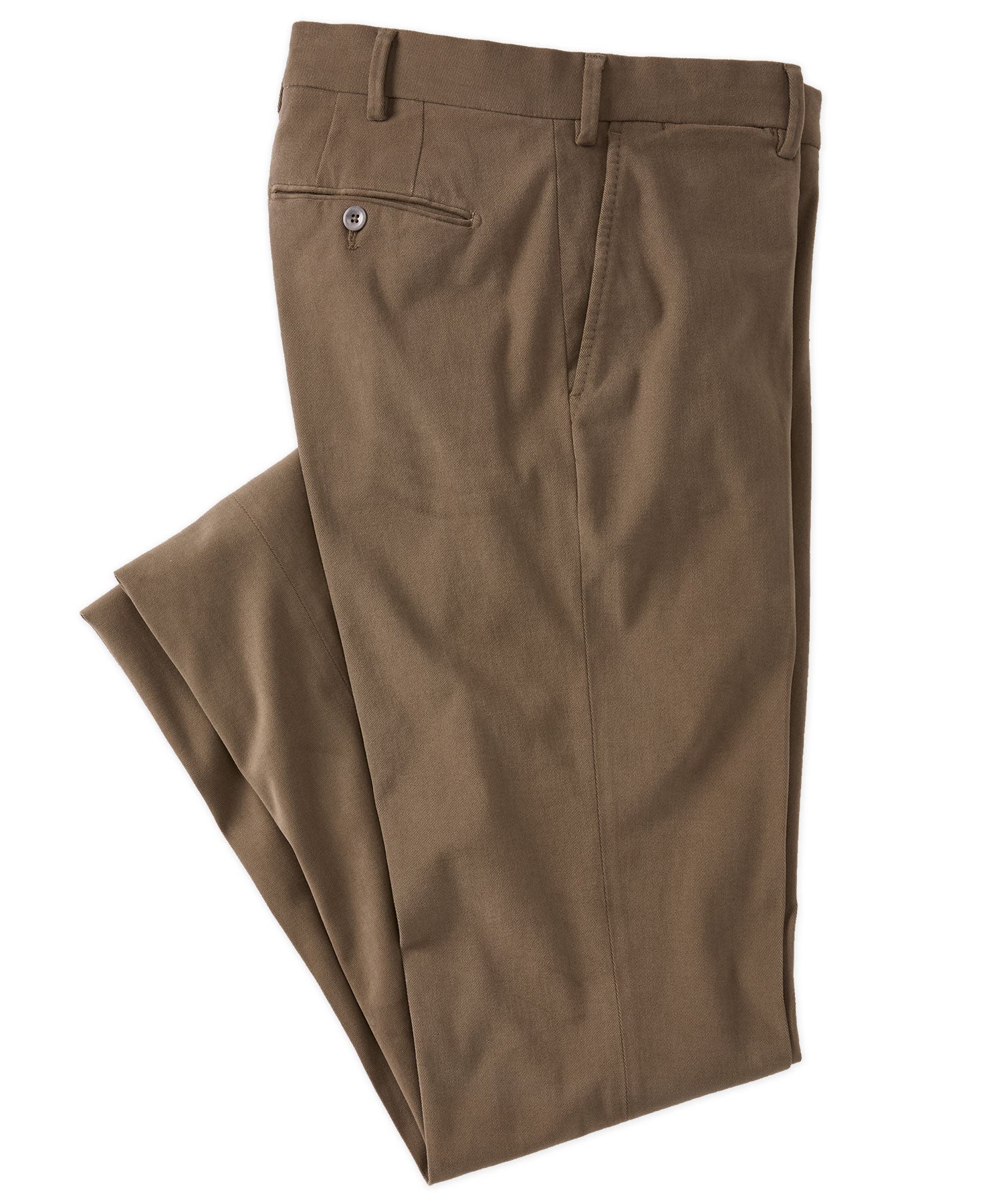 Italian Brushed Twill Luxury Flat Front Cotton Stretch Trouser in Warm Pewter (Choice of Fits) by 6 East by Ballin
